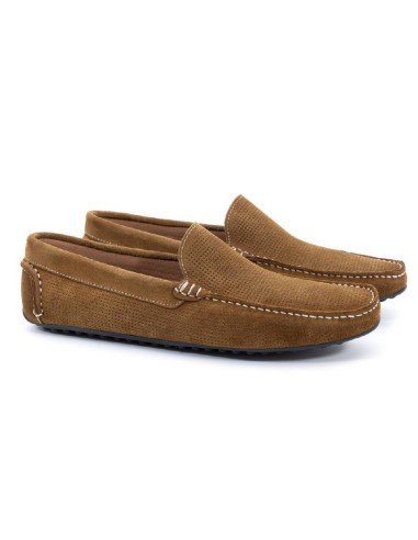 Mocasín de ante afelpado color cuero CR-24107-CUERO