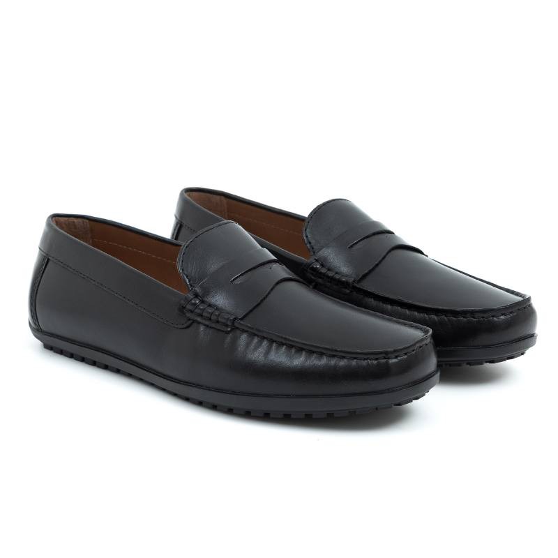 Mocasín de piel con antifaz color negro CR-24128-BLACK