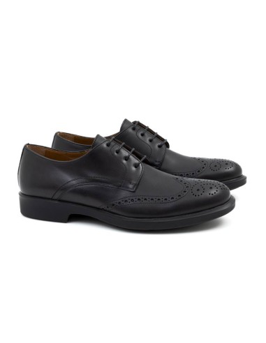 black leather derby shoes CR-24129-NEGRO