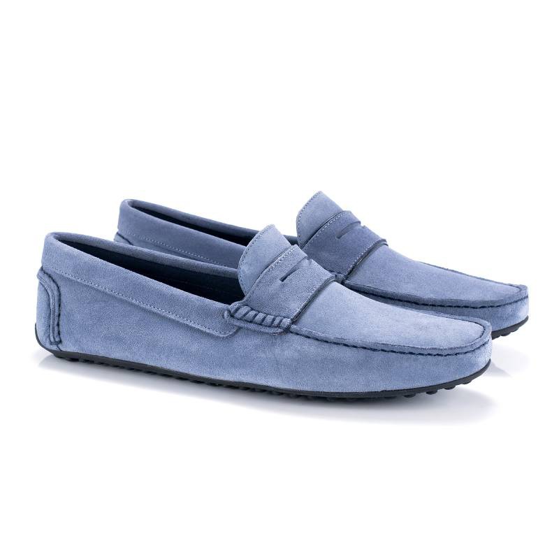 Mocassin suède bleu CR-24131-JEANS