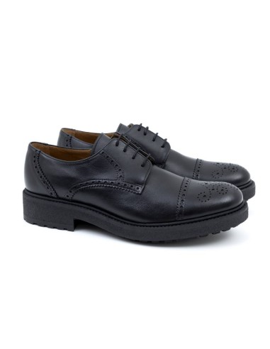 Derby de piel brogado color negro CR-24172-NEGRO