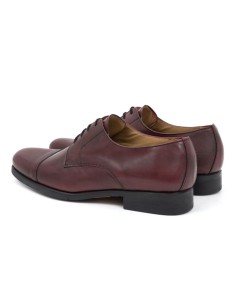 Derby de piel cosido artesano color burdeos 2