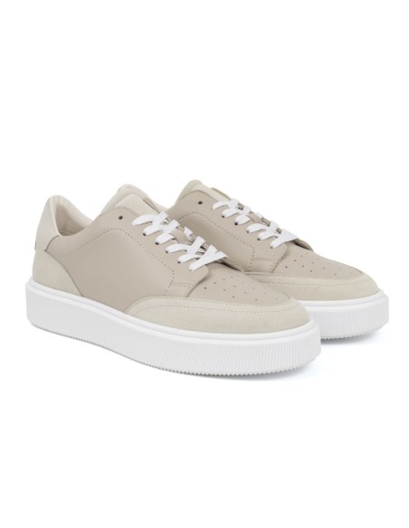 Beige leather sneakers