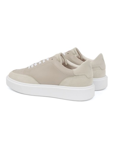 Sneakers de piel combinado con ante color beige