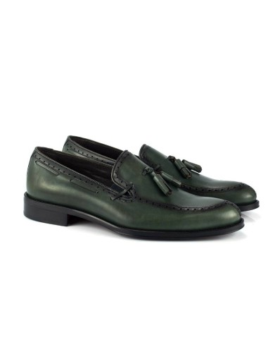 Mocassin en cuir vert CR-24390-BOSCO