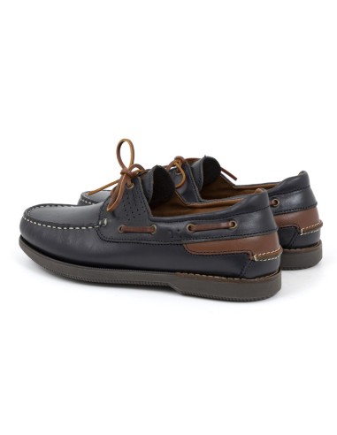 Blue leather boat shoe
