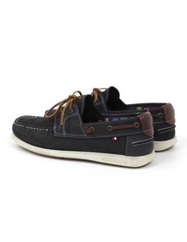 Blue leather boat shoe