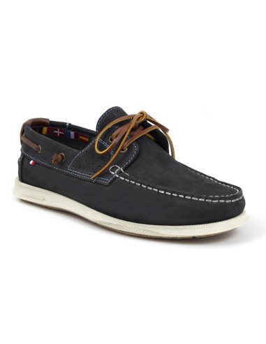 Blue leather boat shoe
