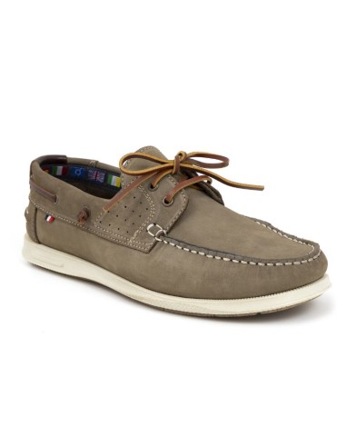 Grey leather boat shoe