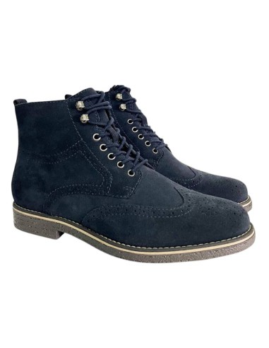 Botín de ante semi-brogado color azul CR-24605-NAVY