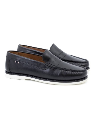 black leather boat shoes CRALLY-BLACK