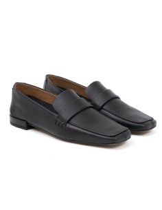 Black leather women's moccasins