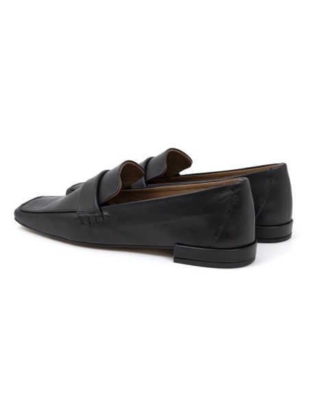 Black leather women's moccasins
