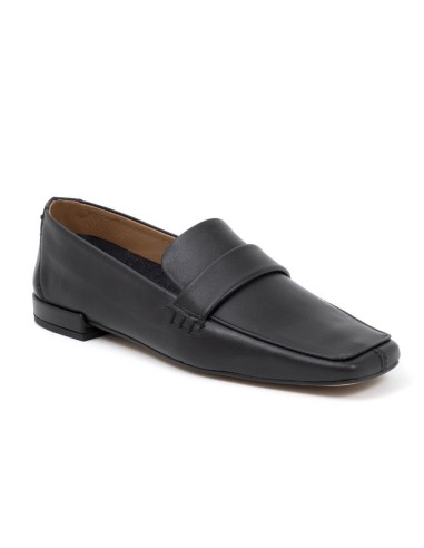 Black leather women's moccasins