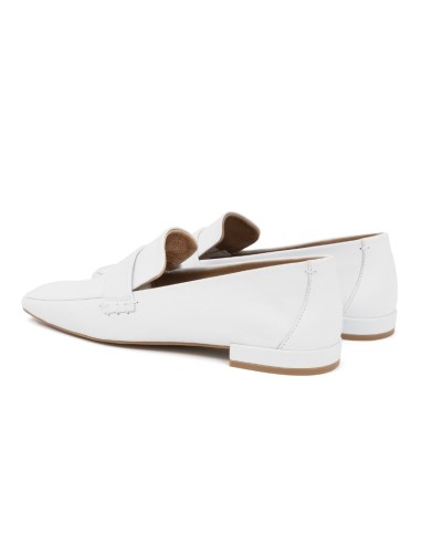White leather women's mocassins