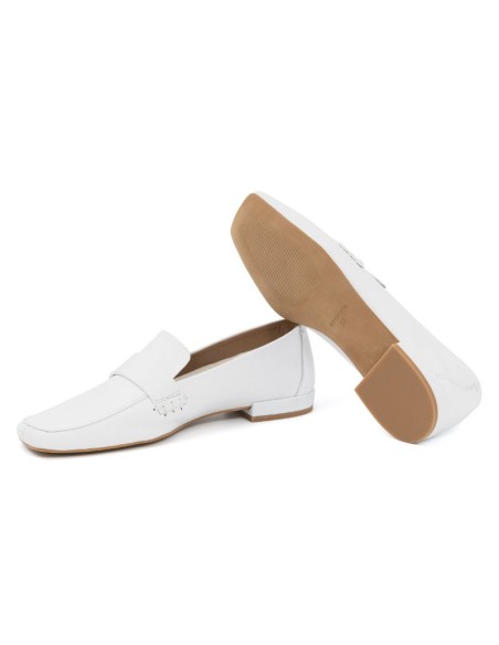 White leather women's moccasins