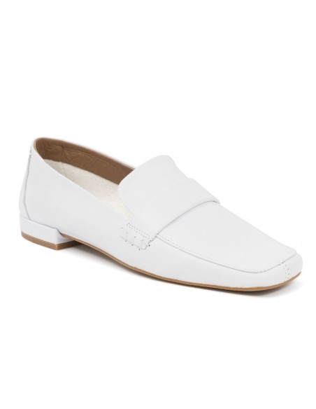 White leather women's moccasins