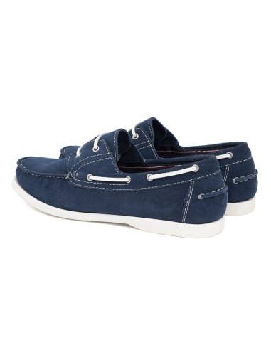 Blue suede boat shoe
