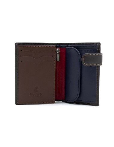 Cartera de piel de forro estampado color marrón