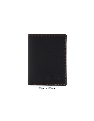 Cartera de piel de forro estampado color negro