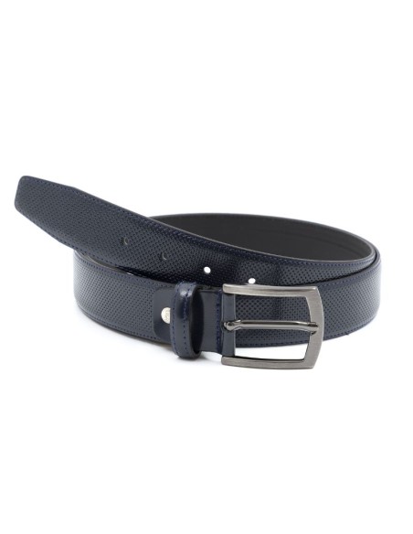 Blue leather belt
