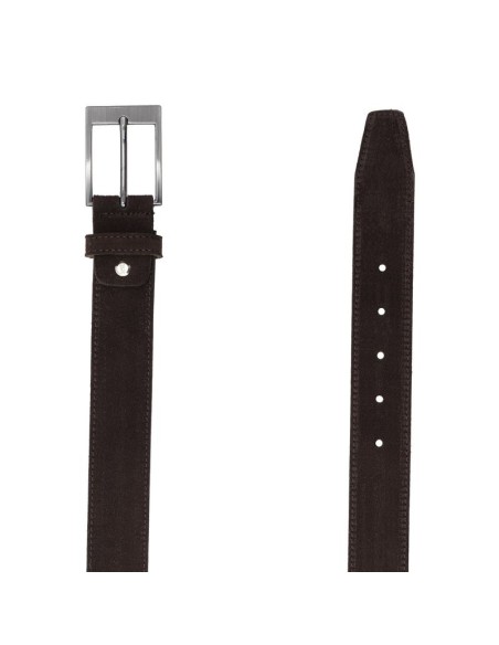 Cinturón de ante con costura color marrón