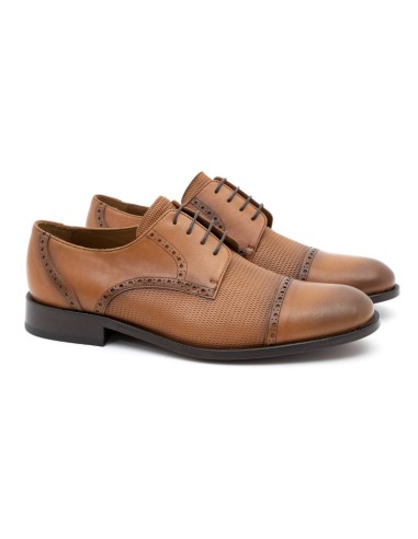 Derby de piel semi-brogado color cuero