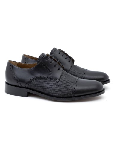 Derby de piel semi-brogado color negro CRASPOR-NEGRO