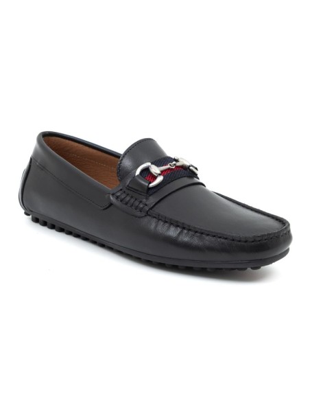 Black leather moccasin