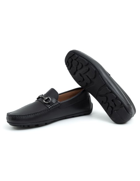 Black leather moccasin