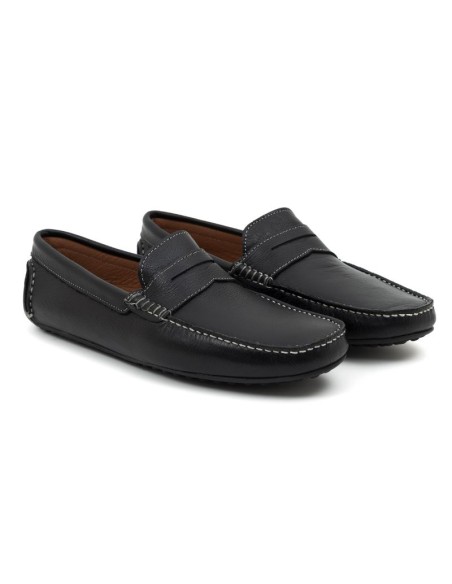 Black leather moccasin