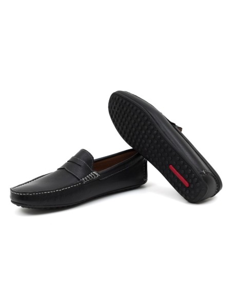 Black leather moccasin