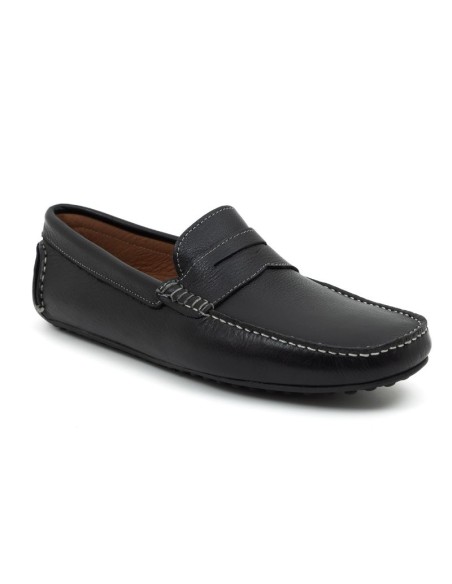 Black leather moccasin
