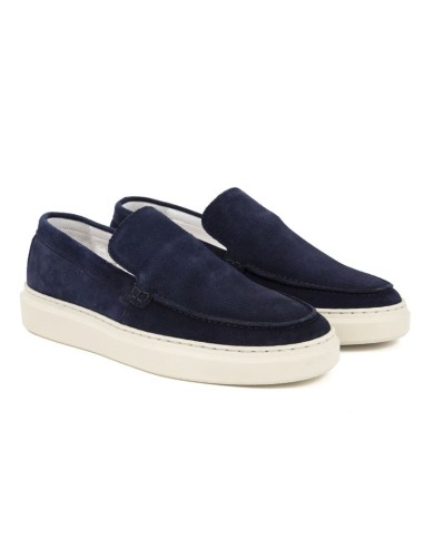 Blue suede moccasin