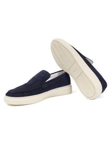 Blue leather moccasin