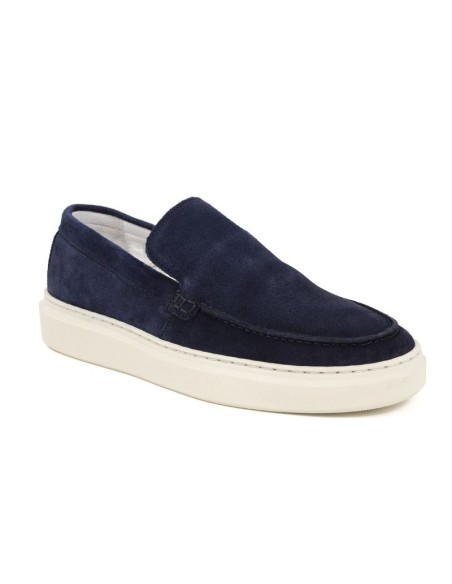 Blue suede moccasin
