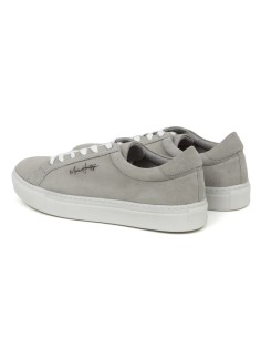 Sneakers de piel con cordones en contraste color gris 2