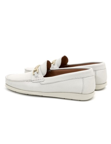 White leather boat shoe