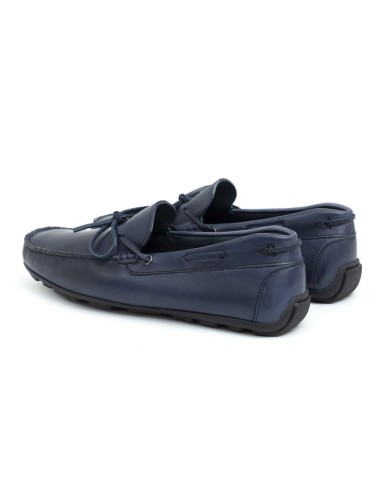 Blue leather moccasin
