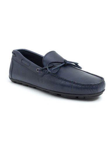 Blue leather moccasin
