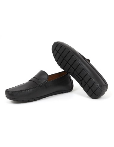 Black leather moccasin