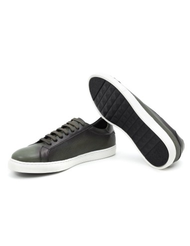 Sneakers de piel grabados color verde