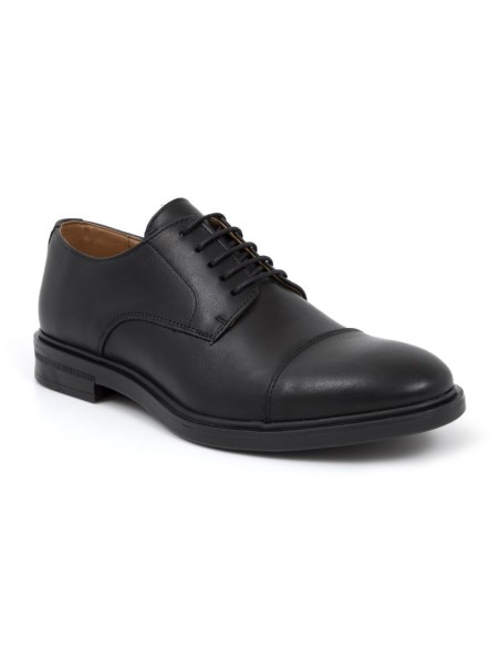 Black leather derby