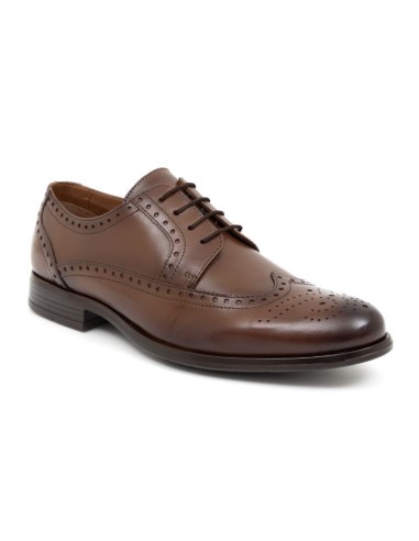 Derby de piel brogado color cuero