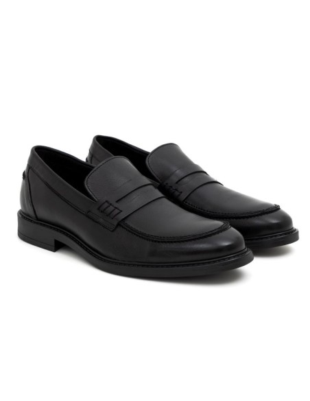 Black leather moccasin
