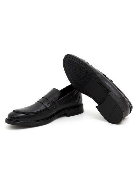 Black leather moccasin