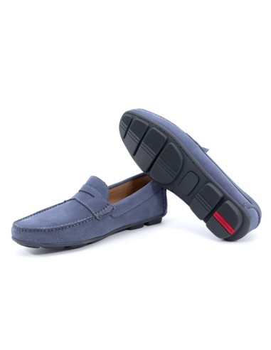 Blue suede moccasin