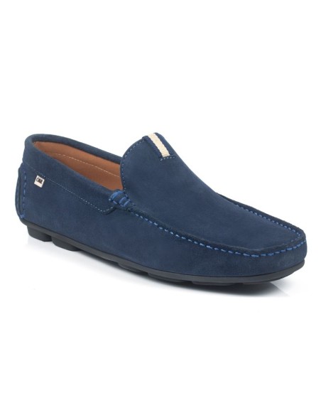Blue suede moccasin