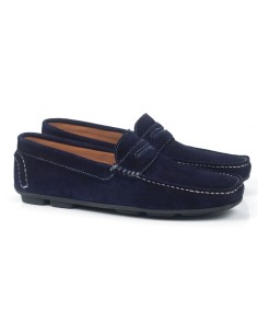 Mocasín de ante con antifaz color azul