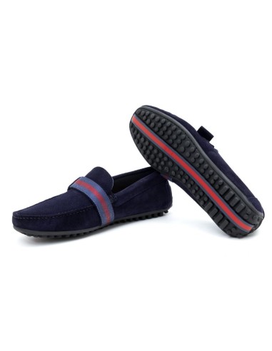 Blue suede moccasin